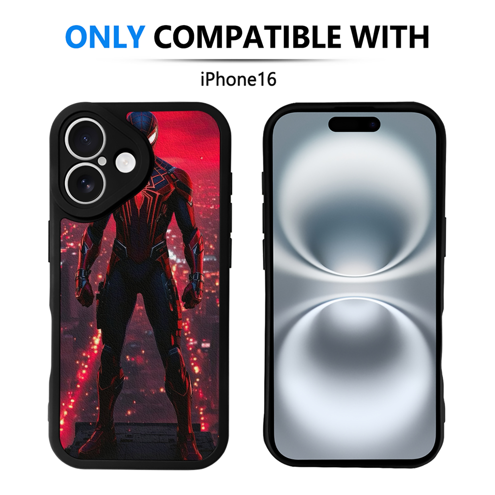 （画像用） Spider Man スパイダーマン 【iPhone 16シリーズ対応】シリコンスマホケース（レザー調） 材質：シリコン